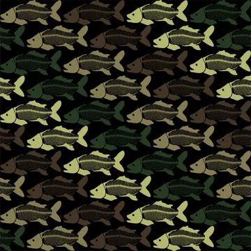 Seamless vector pattern with fish skeleton. Stock Illustration