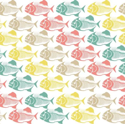 Seamless vector pattern with fish skeleton. Stock Illustration