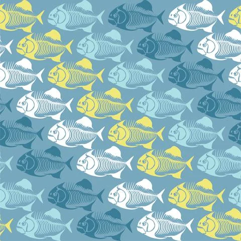 Seamless vector pattern with fish skeleton. Stock Illustration
