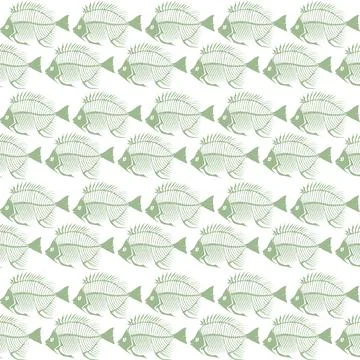 Seamless vector pattern with fish skeleton. Stock Illustration