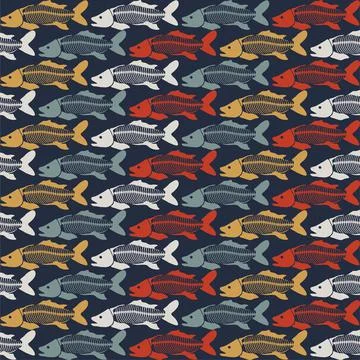 Seamless vector pattern with fish skeleton. イラスト素材