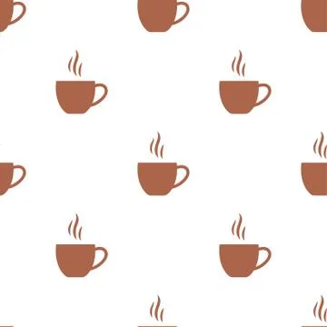 Seamless vector pattern with flat coffee cups, Good morning theme background イラスト素材