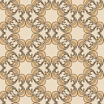 Seamless vector pattern of floral and abstract round shape orange color elements Illustrazione stock