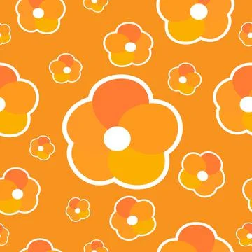 Seamless vector pattern floral background orange flowers beautiful simple ill 스톡 일러스트