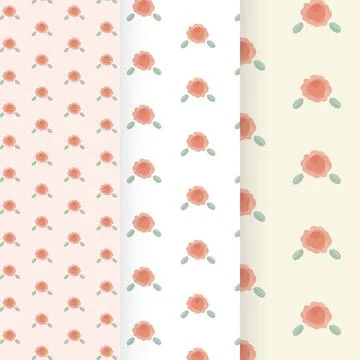 Seamless vector pattern of flower on color background. 스톡 일러스트