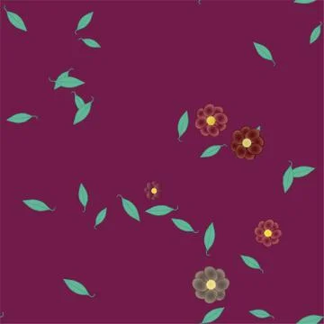 Seamless vector pattern with flowers and leafs Illustrazione stock