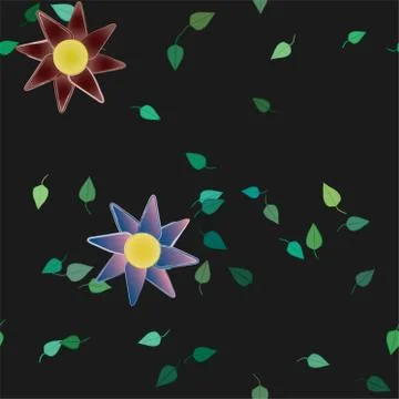 Seamless vector pattern with flowers and leafs Stock Illustration
