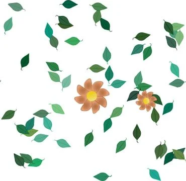 Seamless vector pattern with flowers and leafs Illustrazione stock