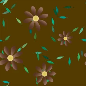 Seamless vector pattern with flowers and leafs 스톡 일러스트
