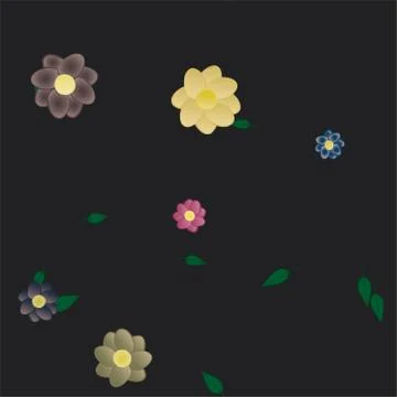 Seamless vector pattern with flowers and leafs Stock Illustration