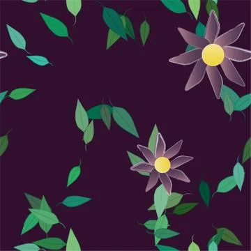 Seamless vector pattern with flowers and leafs 스톡 일러스트