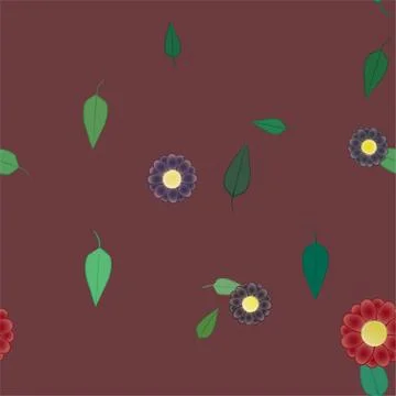 Seamless vector pattern with flowers and leafs 스톡 일러스트