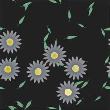 Seamless vector pattern with flowers and leafs Illustrazione stock