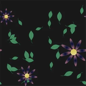 Seamless vector pattern with flowers and leafs Stockillustratie