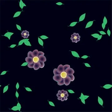 Seamless vector pattern with flowers and leafs Stock Illustration