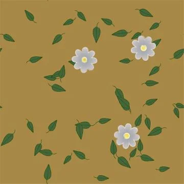 Seamless vector pattern with flowers and leafs Stock Illustration