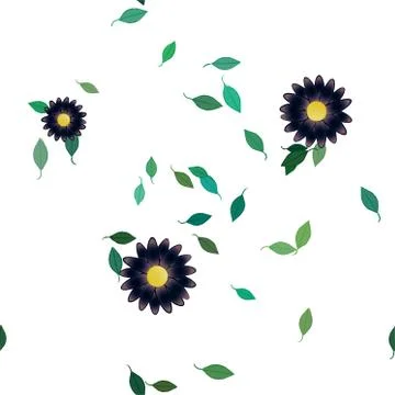 Seamless vector pattern with flowers and leafs Illustrazione stock