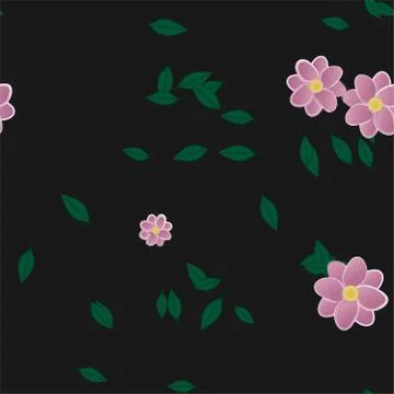 Seamless vector pattern with flowers and leafs Stock Illustration