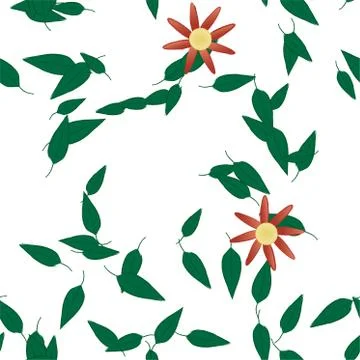 Seamless vector pattern with flowers and leafs 스톡 일러스트