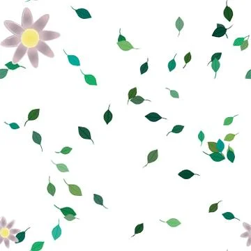 Seamless vector pattern with flowers and leafs Stock Illustration