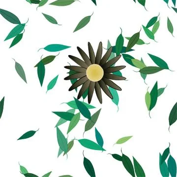 Seamless vector pattern with flowers and leafs Stock Illustration