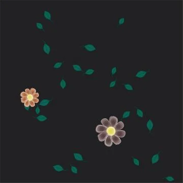 Seamless vector pattern with flowers and leafs 스톡 일러스트