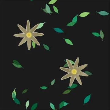 Seamless vector pattern with flowers and leafs 스톡 일러스트