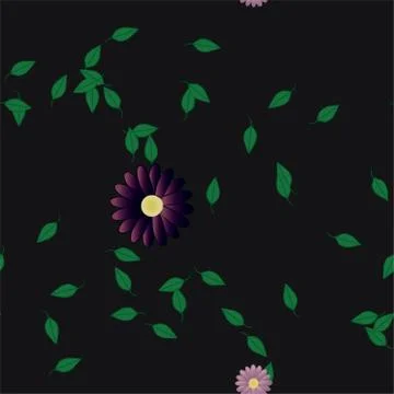 Seamless vector pattern with flowers and leafs 스톡 일러스트