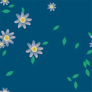 Seamless vector pattern with flowers and leafs Stock Illustration
