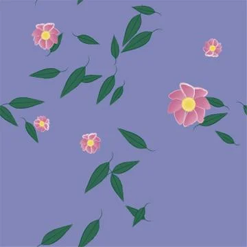 Seamless vector pattern with flowers and leafs 스톡 일러스트