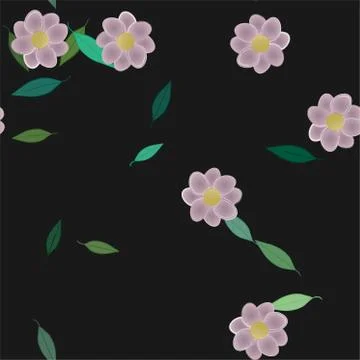 Seamless vector pattern with flowers and leafs 스톡 일러스트