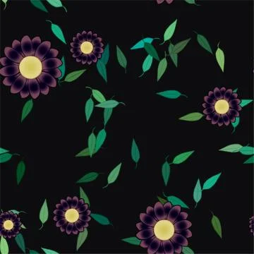 Seamless vector pattern with flowers and leafs 스톡 일러스트