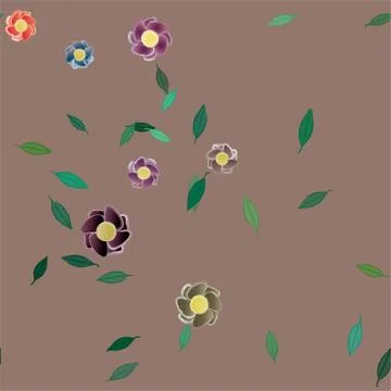 Seamless vector pattern with flowers and leafs Stockillustratie