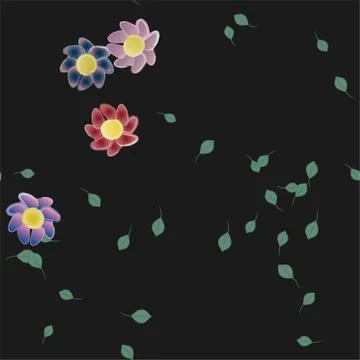Seamless vector pattern with flowers and leafs 스톡 일러스트
