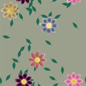 Seamless vector pattern with flowers and leafs 스톡 일러스트