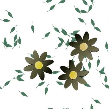 Seamless vector pattern with flowers and leafs Stock Illustration