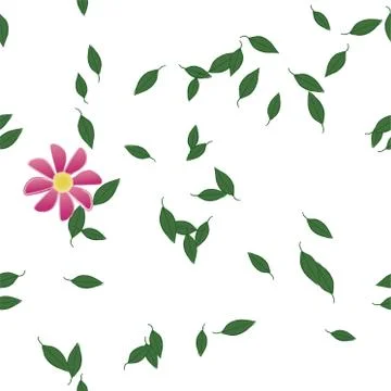 Seamless vector pattern with flowers and leafs Stock Illustration