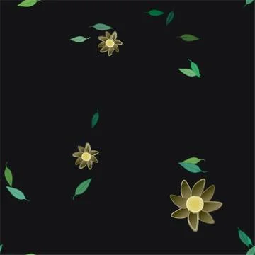 Seamless vector pattern with flowers and leafs 스톡 일러스트