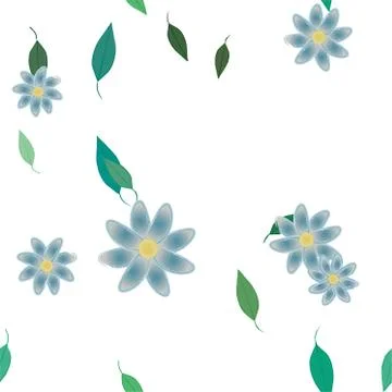 Seamless vector pattern with flowers and leafs 스톡 일러스트
