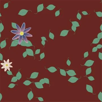 Seamless vector pattern with flowers and leafs Stock Illustration