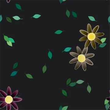 Seamless vector pattern with flowers and leafs 스톡 일러스트