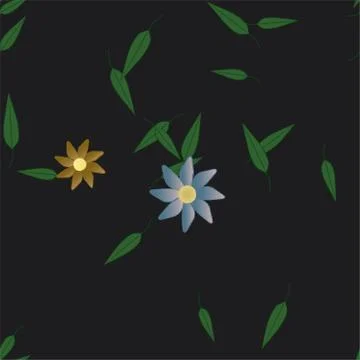 Seamless vector pattern with flowers and leafs 스톡 일러스트