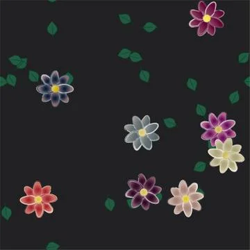 Seamless vector pattern with flowers and leafs Stockillustratie