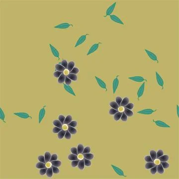 Seamless vector pattern with flowers and leafs Illustrazione stock