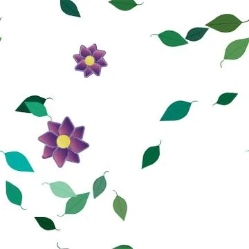 Seamless vector pattern with flowers and leafs 스톡 일러스트