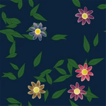 Seamless vector pattern with flowers and leafs 스톡 일러스트