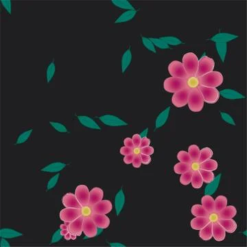 Seamless vector pattern with flowers and leafs Stock Illustration