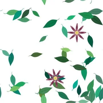 Seamless vector pattern with flowers and leafs Illustrazione stock