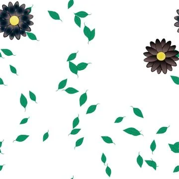 Seamless vector pattern with flowers and leafs Illustrazione stock
