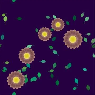 Seamless vector pattern with flowers and leafs Illustrazione stock